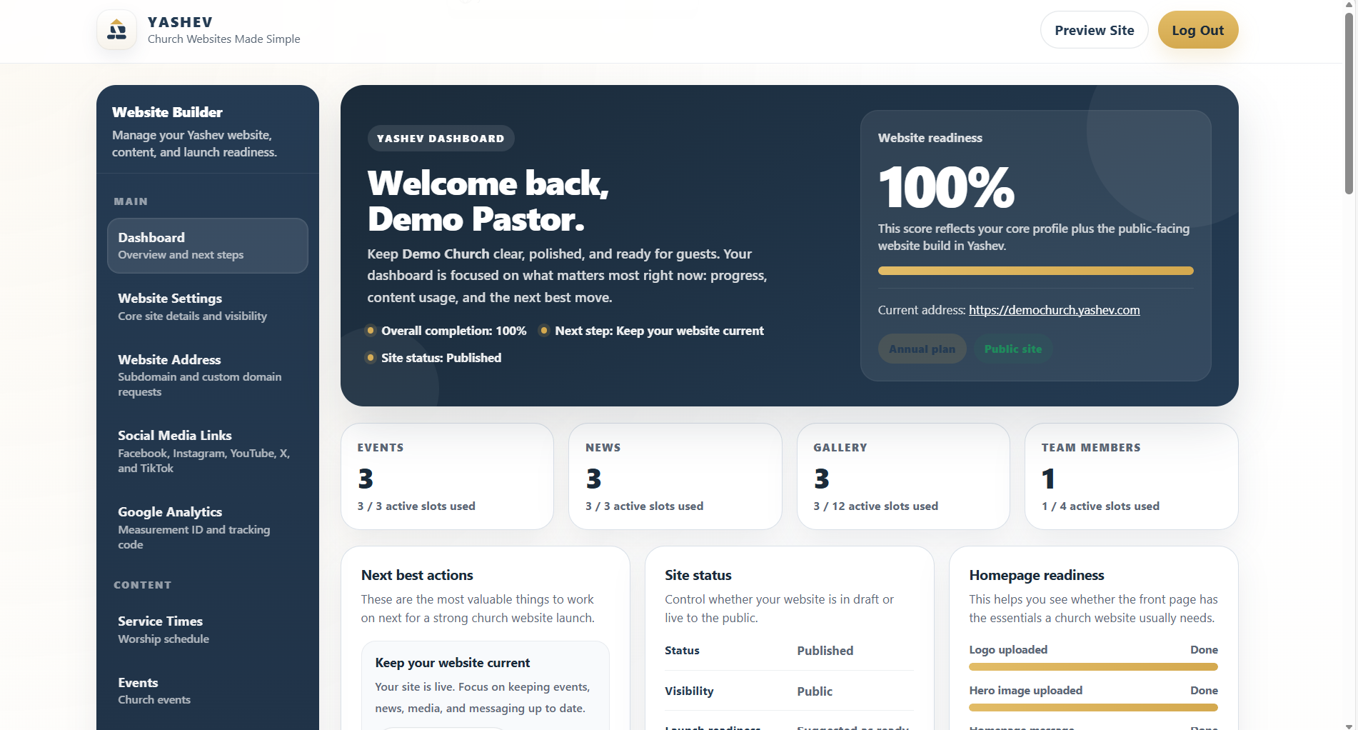 Yashev dashboard